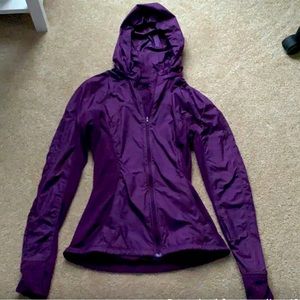 Lululemon Purple Zippered Running Jacket with Hood and Side Pockets - Size 4